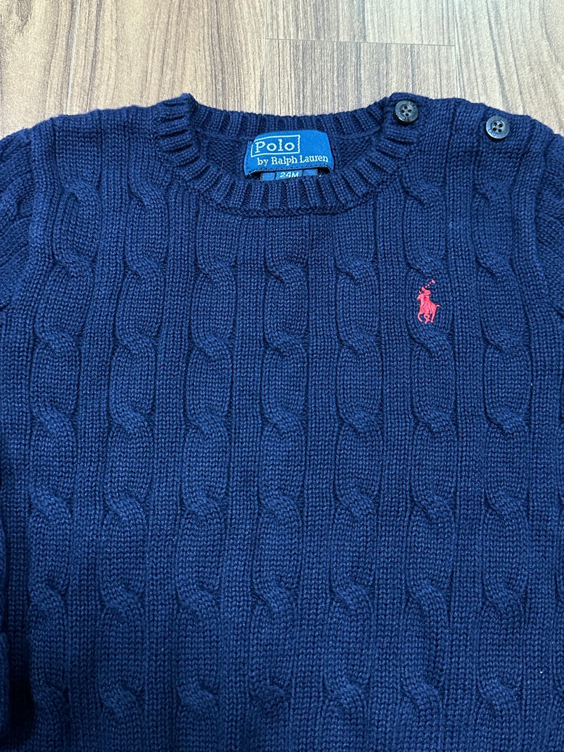 폴로 랄프로렌 베이비 네이비 꽈배기 니트 24M 상품이미지4