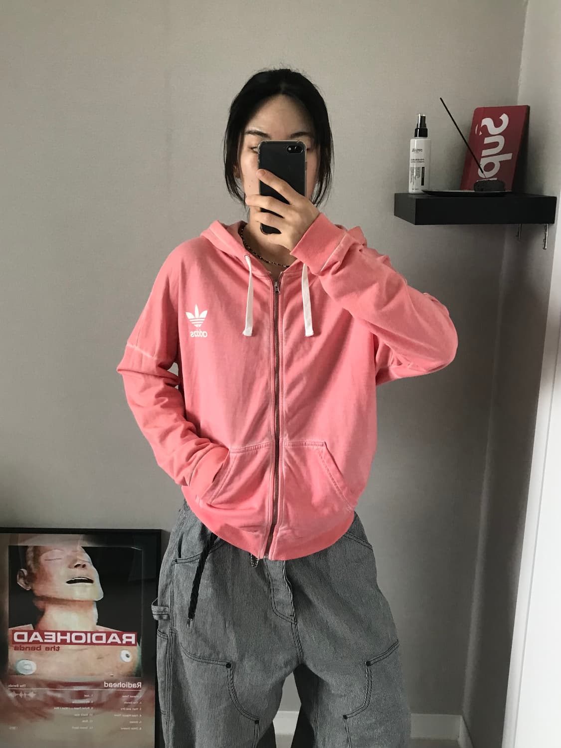 아디다스 00년대 올드스쿨 트레포일 핑크 후드집업 상품이미지1