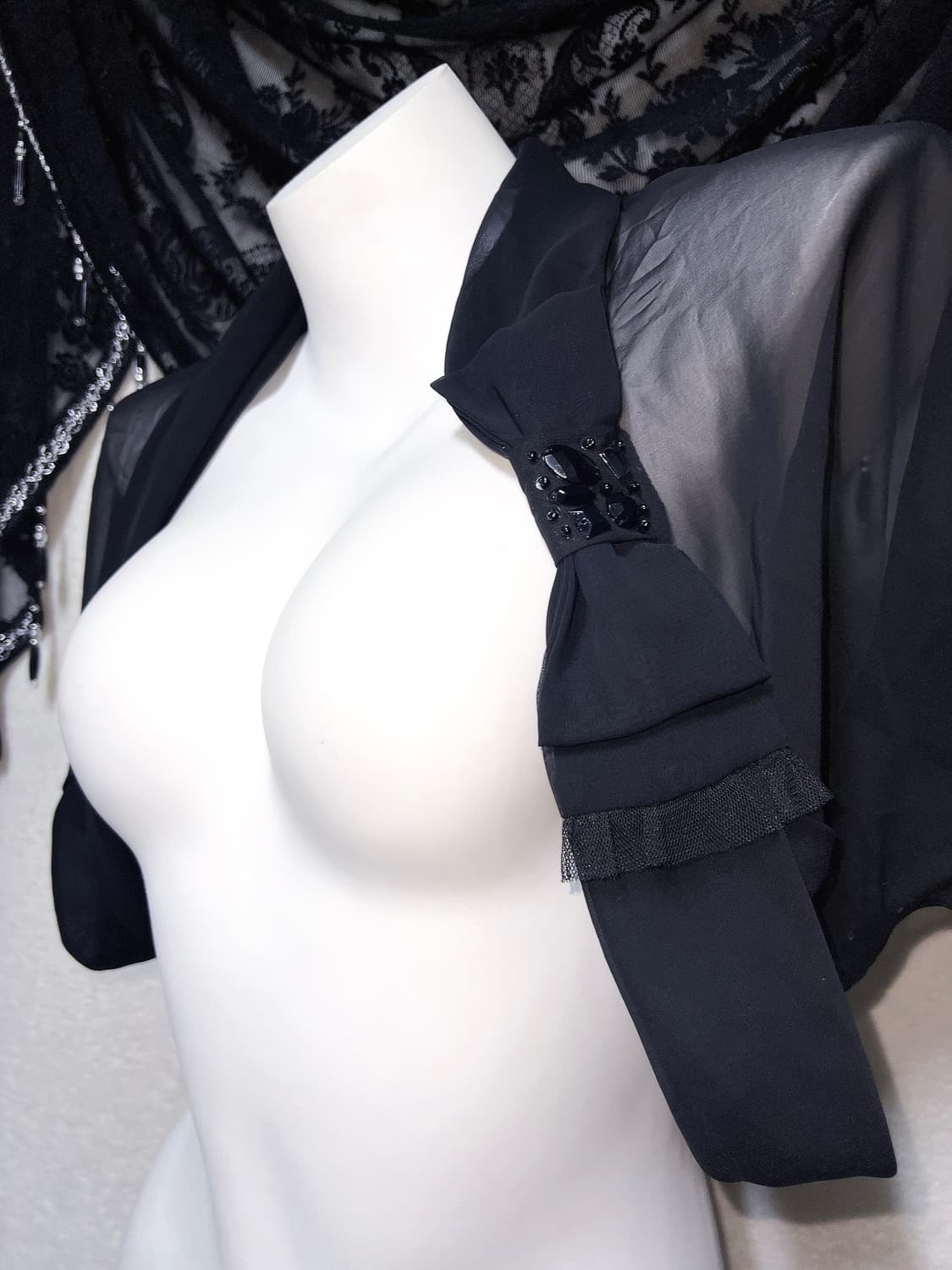 로맨틱고딕 고스로리 펑크 갸루 시스루 쉬폰볼레로 가디건 리본장식 페어리 상품이미지3