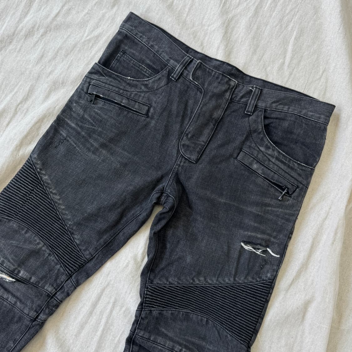 발망 바이커 흑청 데미지 데님팬츠 33 상품이미지1