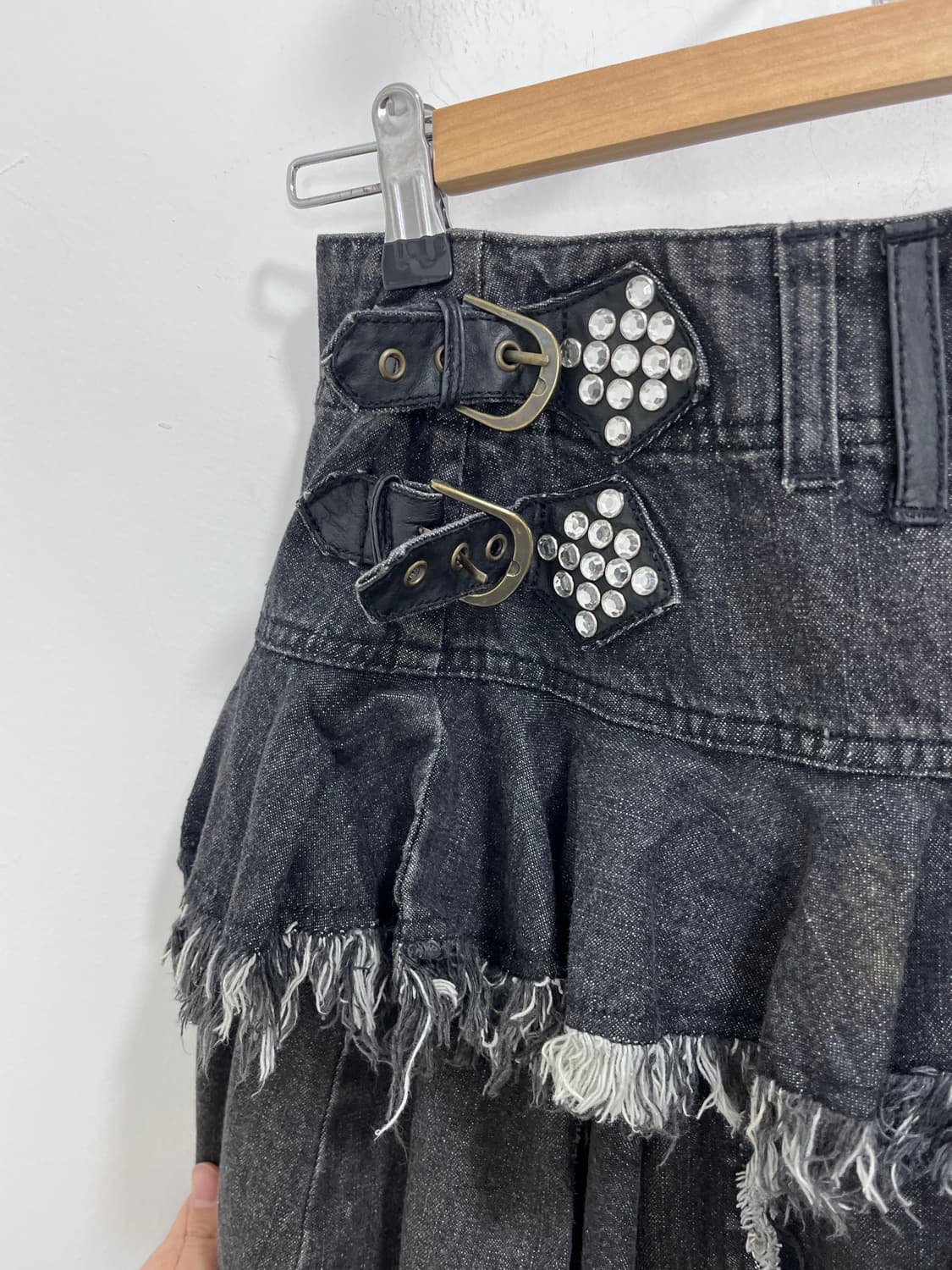 ALGONQUINS 알곤퀸즈 펑크 캉캉 흑청 데님 랩스커트 치마 상품이미지5