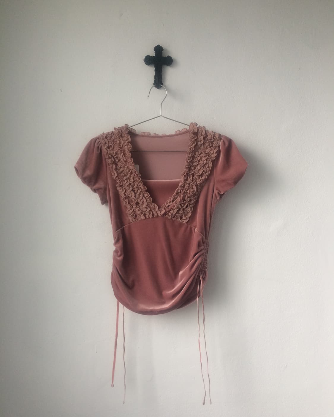Frill velvet t shirt 상품이미지2