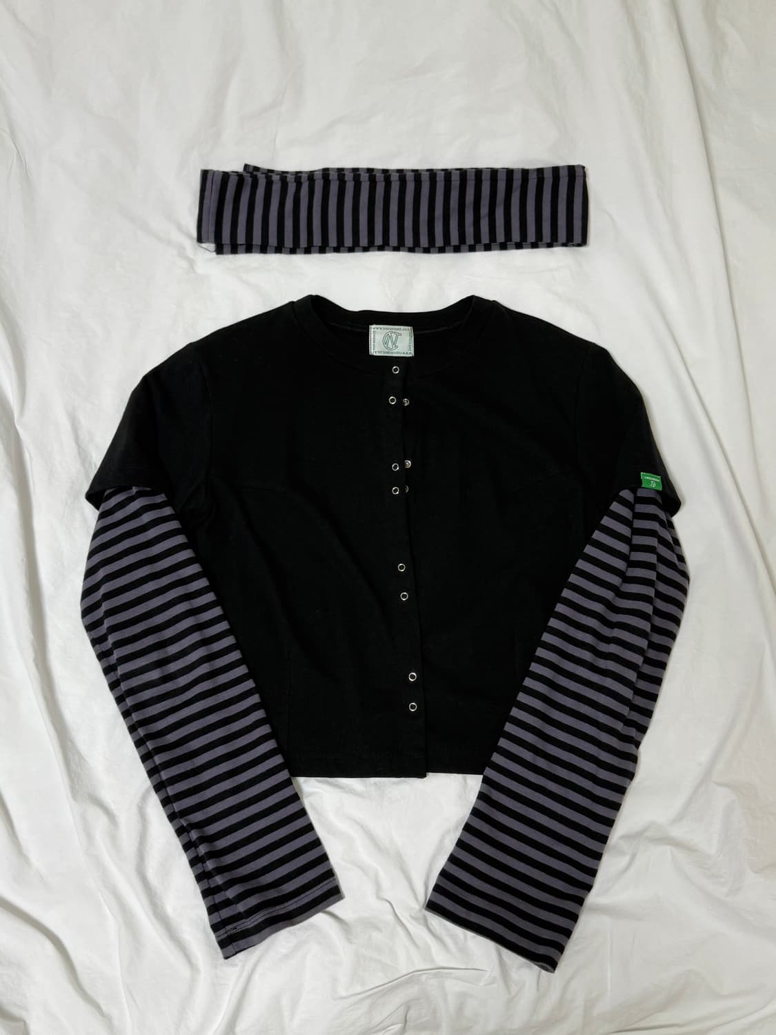 노컨텐츠 스트라이프 티+머플러 set 상품이미지4