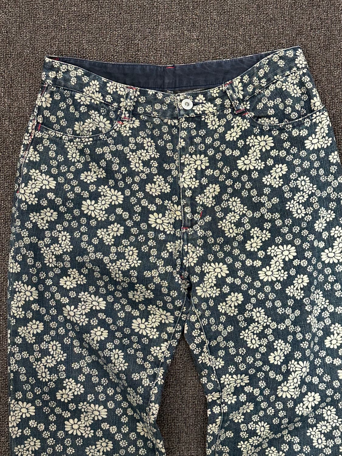 OS)Japanese vintage 여성 플라워 패턴 데님팬츠 상품이미지2