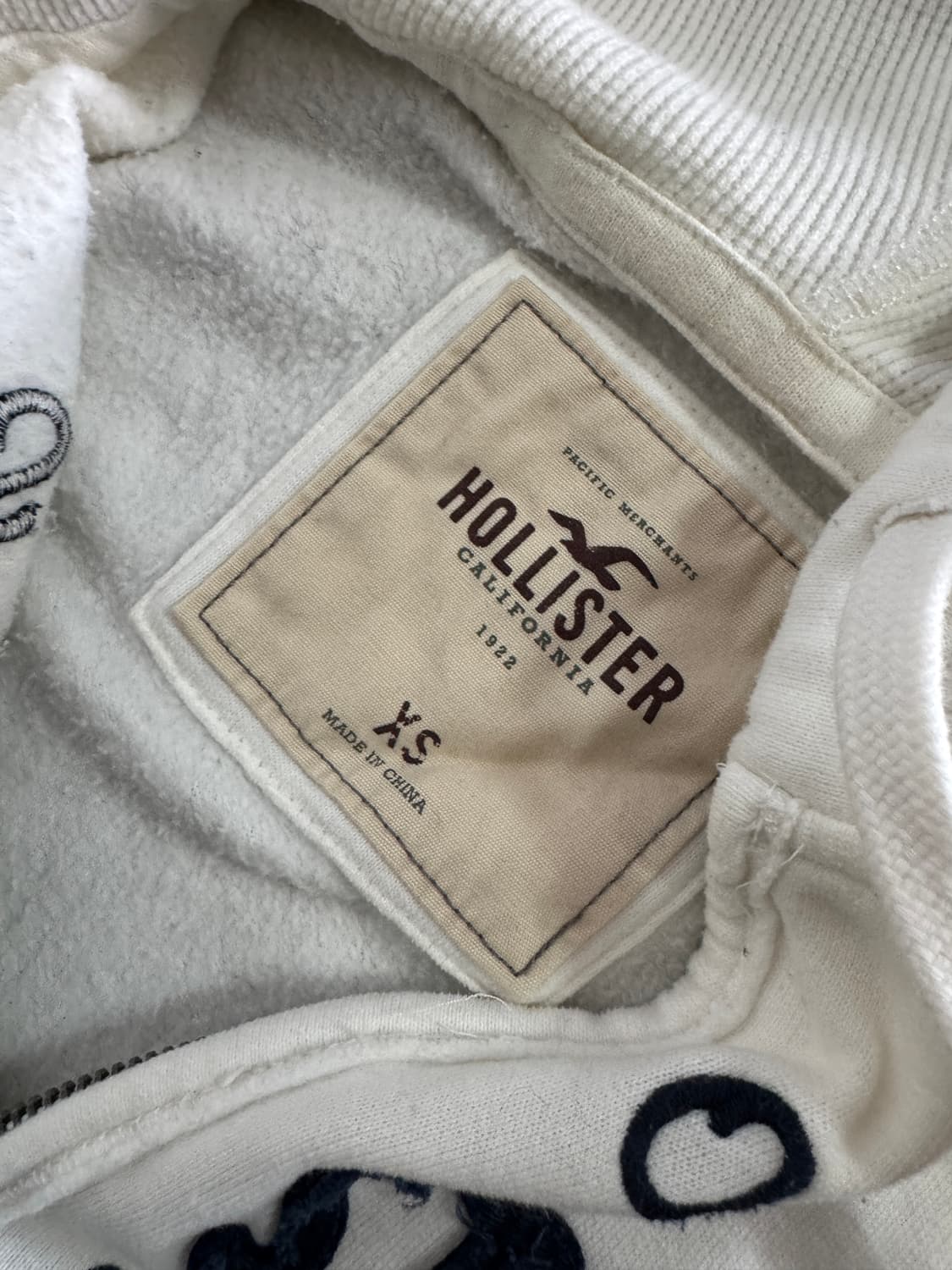희귀!! 홀리스터 스펠아웃 슬림핏 크림 기모 후드집업 Xs 상품이미지5