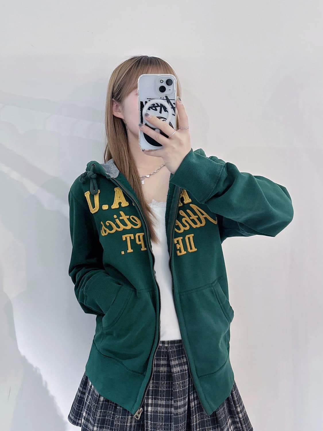 후아유 그린 빅로고 후드집업 상품이미지2