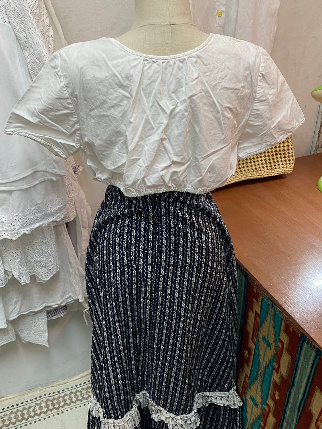 유럽빈티지 블라우스 치마 set 셋업 상품이미지4