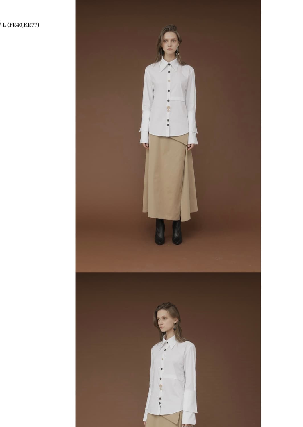 [디자이너 브랜드 NOHKE] 유니크 버튼 디테일 화이트 커프스 셔츠 상품이미지2