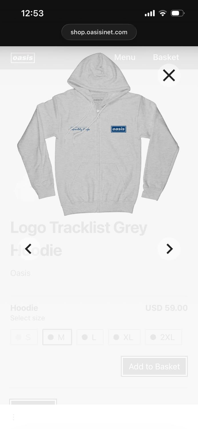 오아시스 로고 트랙리스트 후드집업 L 멜란지 화이트 상품이미지2