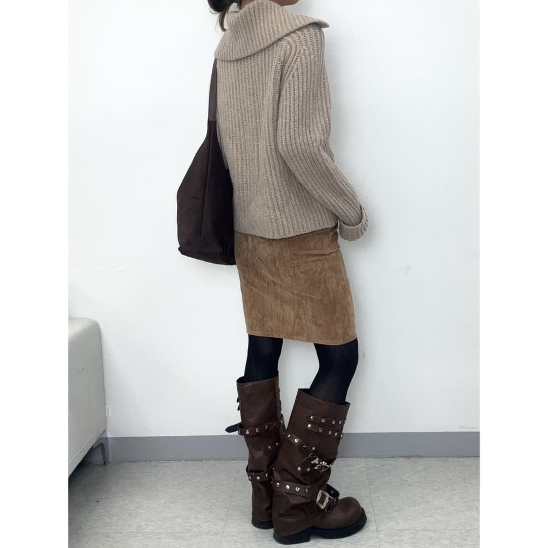 빈티지 브라운 스웨이드 스커트 상품이미지4