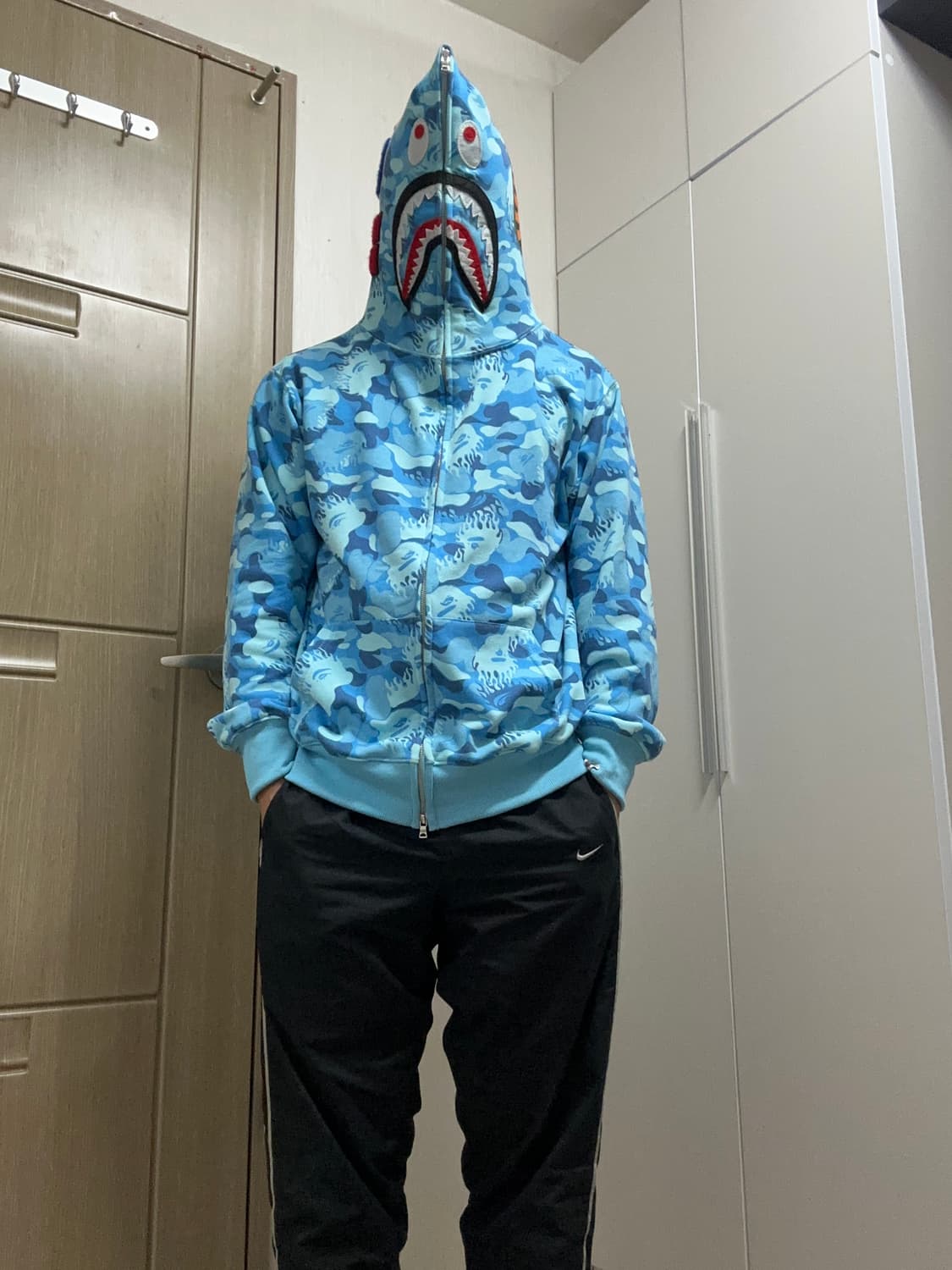 베이프 샤크 후드집업 블루 카모 상품이미지9
