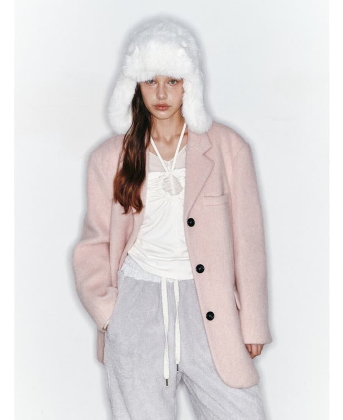 아수라 모헤어 울자켓 핑크 상품이미지2