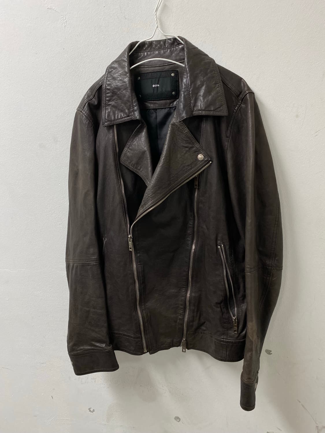 [BON] Brown 2-Zip Detail Leather Jacket 상품이미지5