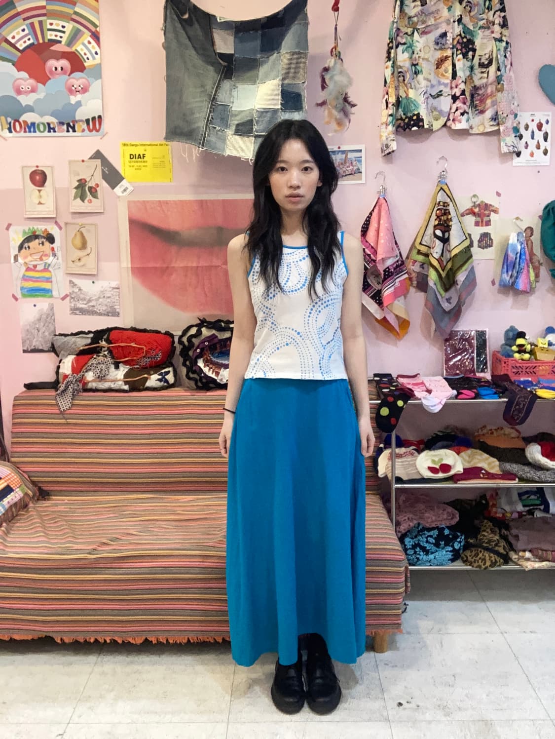 민트 y2k 웨스턴 물방울 스팽글 나시 상품이미지2