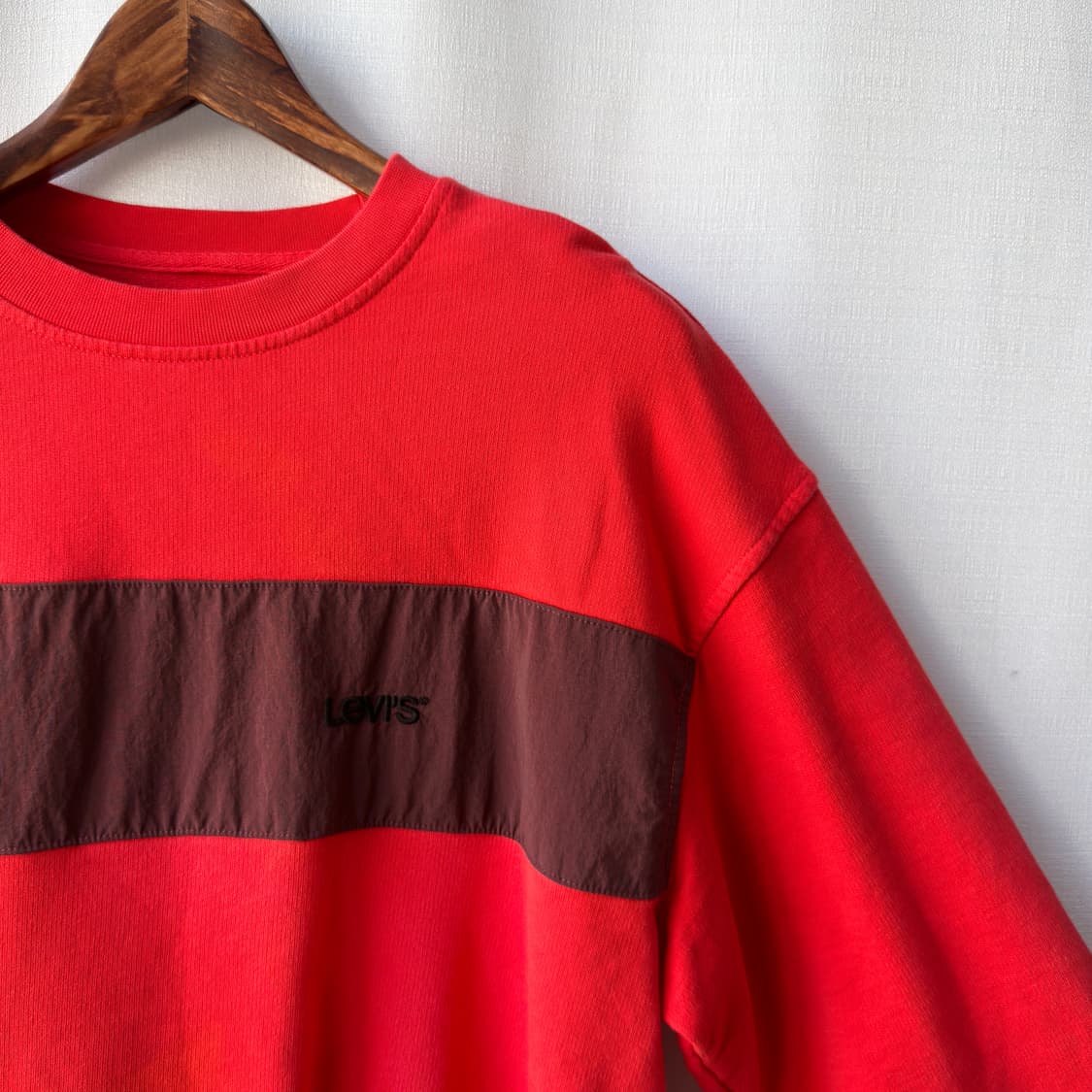리바이스 로고 자수 릴랙스드핏 맨투맨 레드 M 상품이미지2