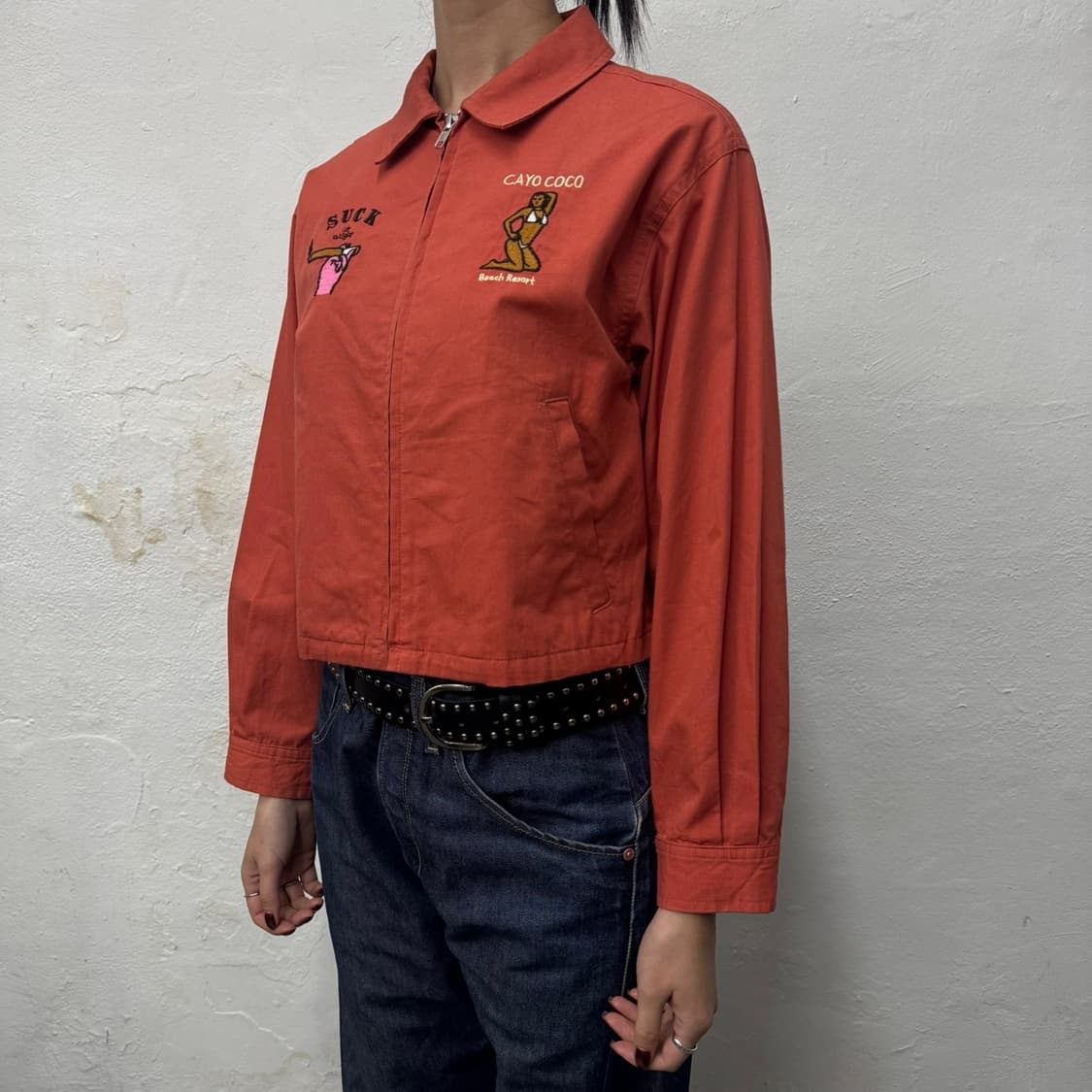 SLY x NIJEL GRAPH 오렌지 양면 자수로고 코튼 쇼트 블루종 상품이미지1