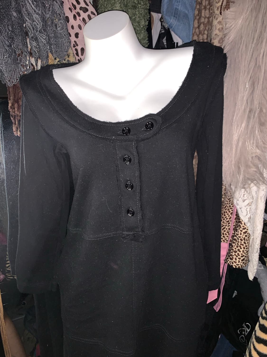 블랙 모리y2k 버튼 원피스 상품이미지2