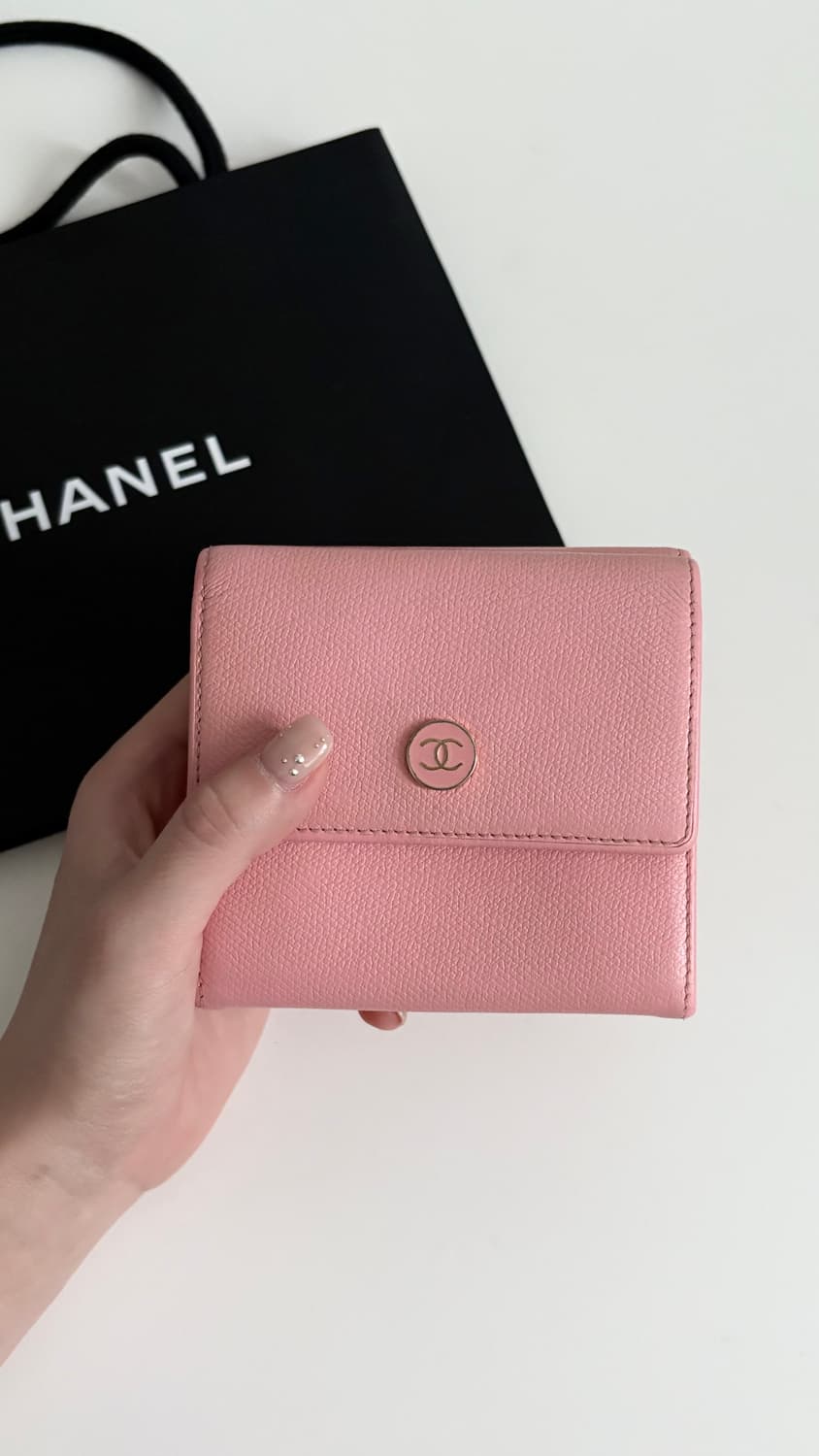 CHANEL 샤넬 cc 버튼 카드 반지갑 핑크 상품이미지7