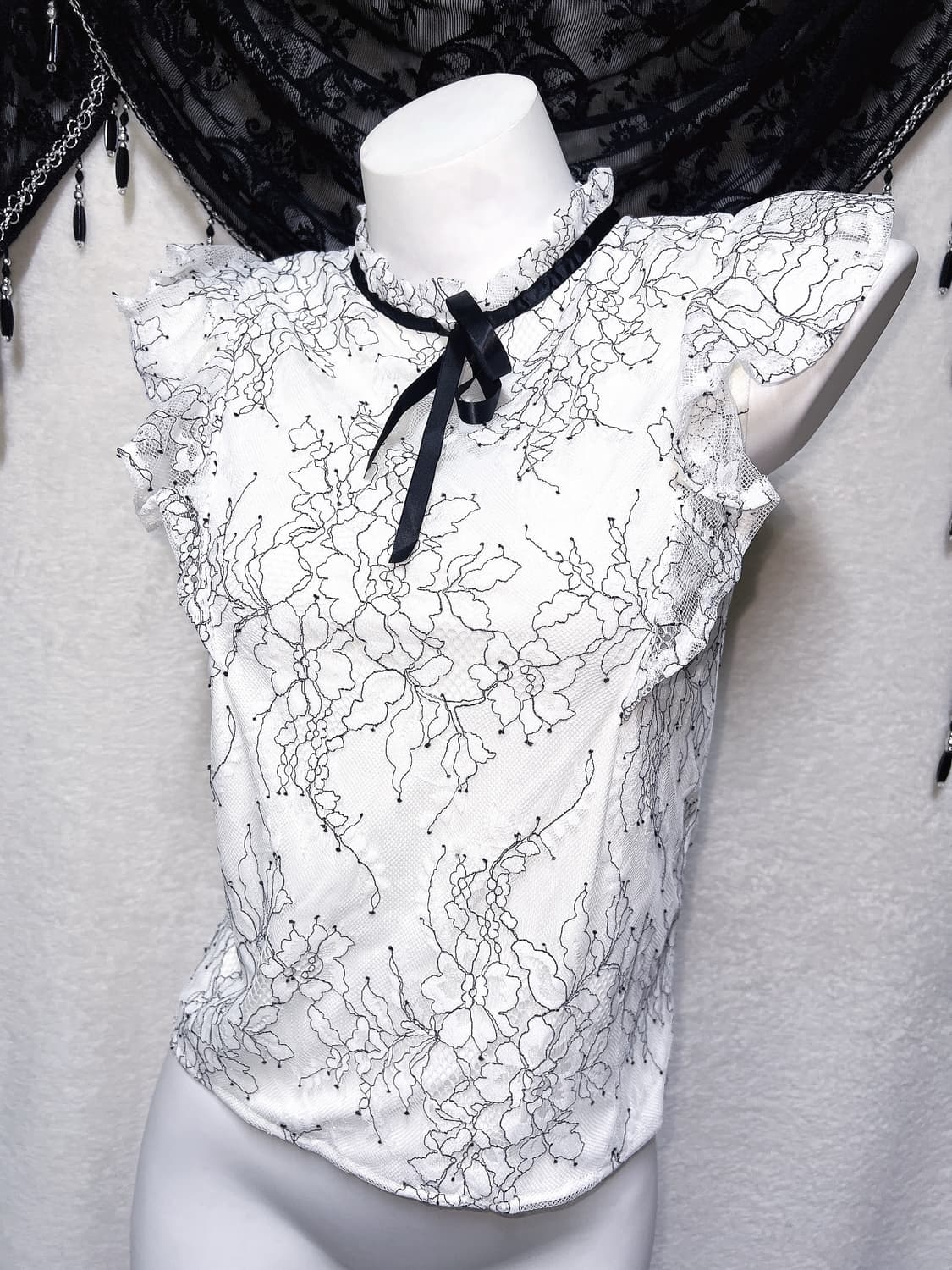 잉그니 ingni 프릴레이스 리본 블라우스 로걀탑 로맨틱갸루 양산형 핀터 상품이미지5