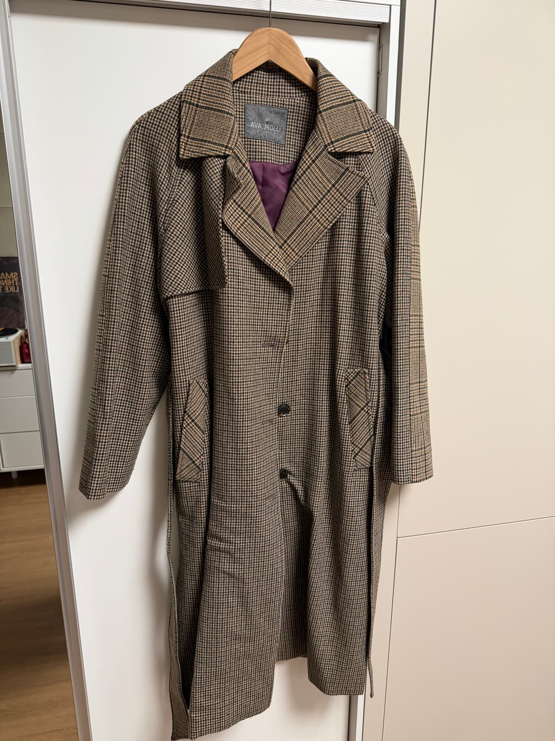 아바몰리 체크 롱 코트 상품이미지1