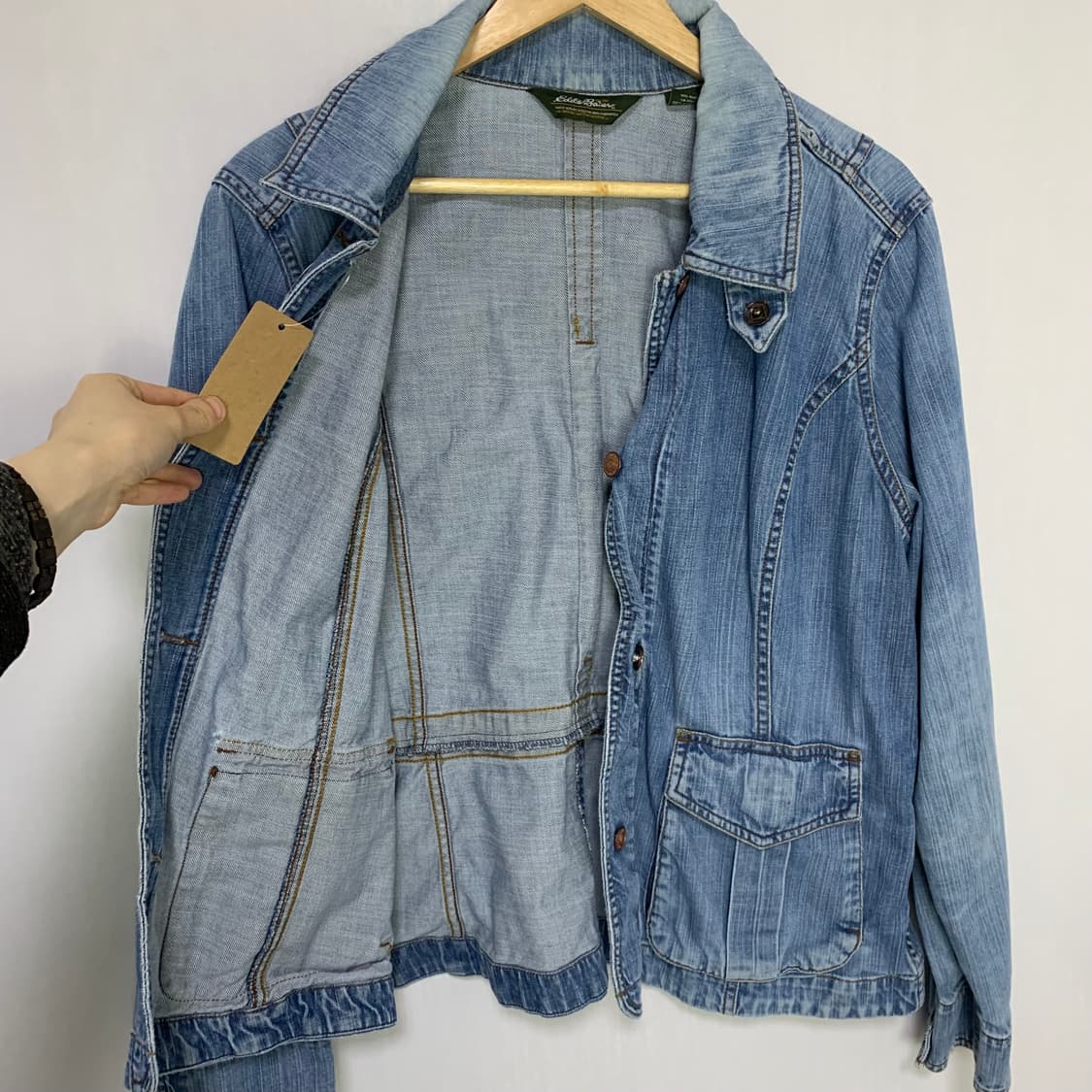 에디바우어 빈티지 데님 모토넥 봄버 자켓 워싱 00s 청자켓 여성 XL 상품이미지6