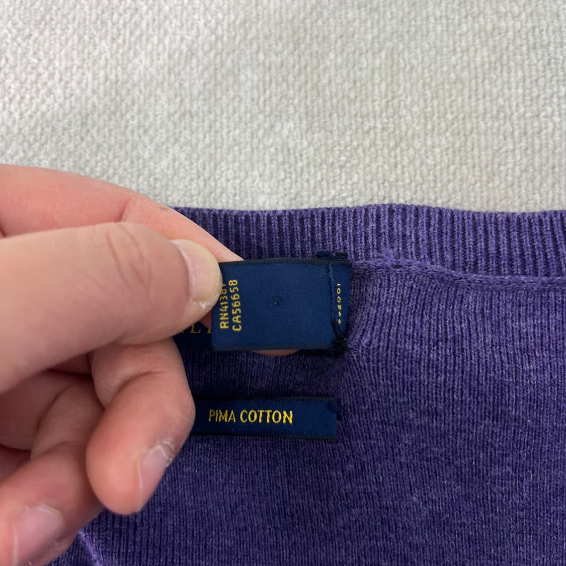 100 폴로 랄프로렌 피마코튼 퍼블 브이넥 니트  상품이미지4