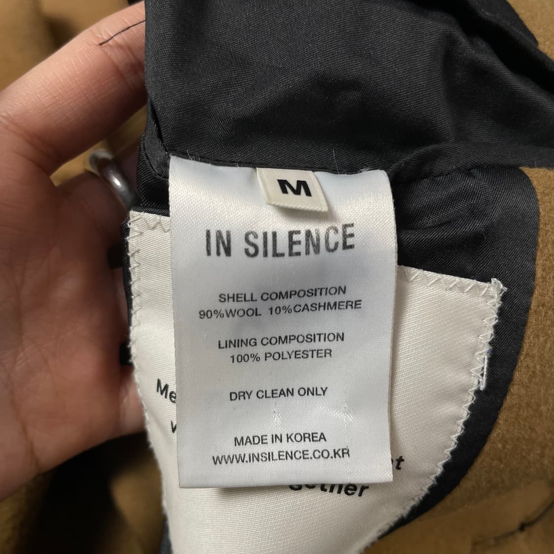 인사일런스 울 캐시미어 혼방 카멜 코트 M 상품이미지7