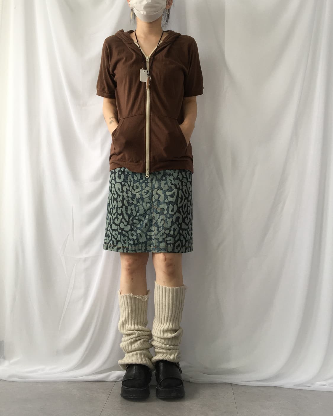 Ozone community leopard pattern denim sk 상품이미지6