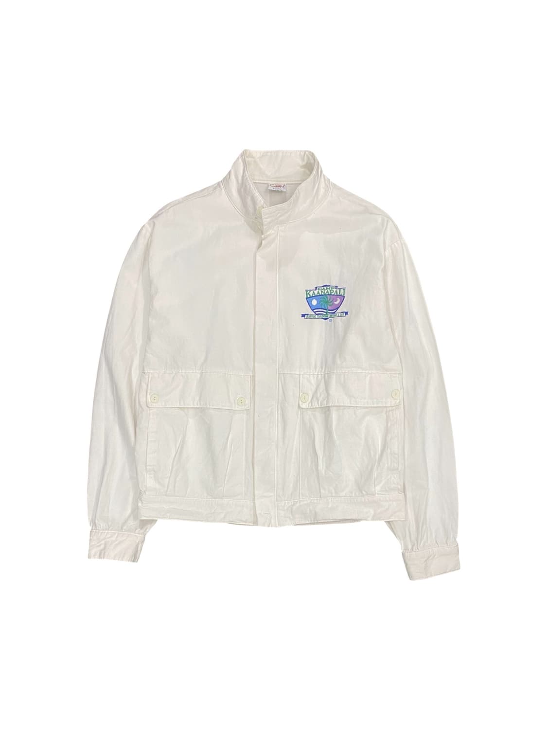 Crazy shirts 자수 디테일 화이트 코튼 봄버 상품이미지1