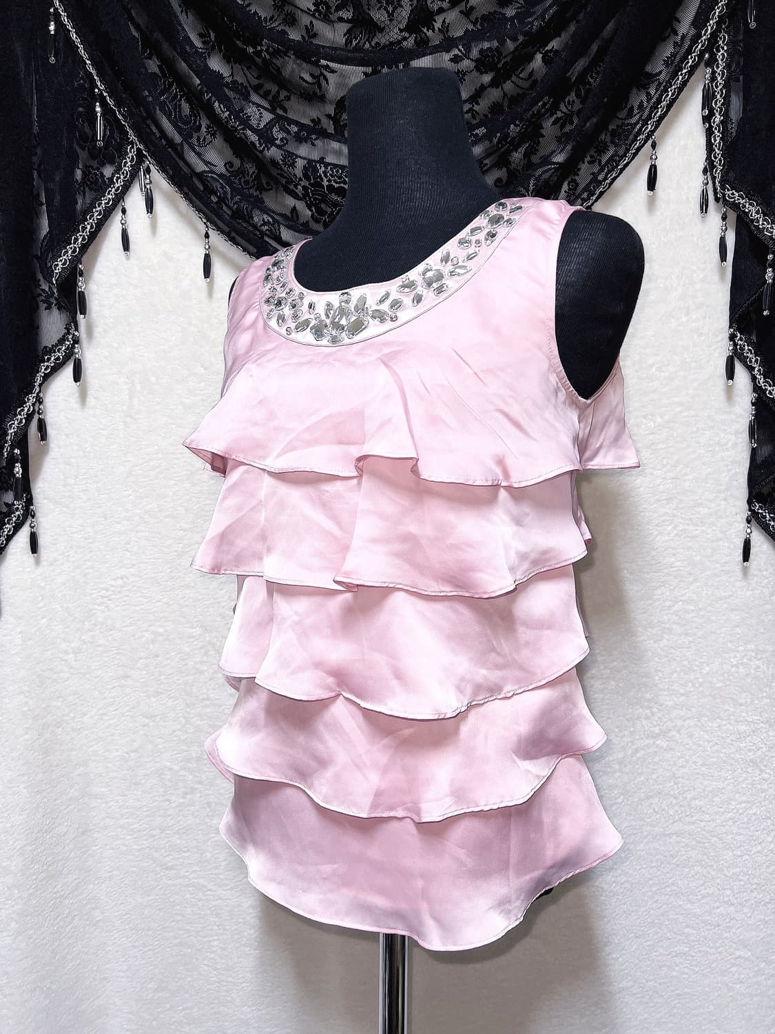 핑키앤다이안 히메갸루 로맨틱 비즈큐빅 쉬폰프릴 로걀탑 나시 헤이세이 핀터 상품이미지7