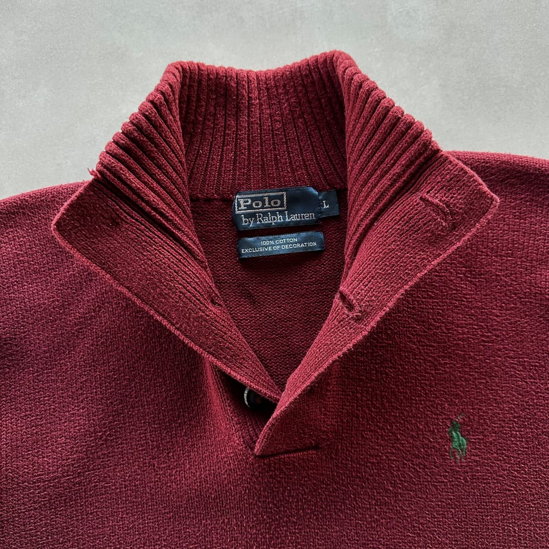[L]폴로 랄프로렌 버튼 하이넥 버건디 코튼 니트 상품이미지9