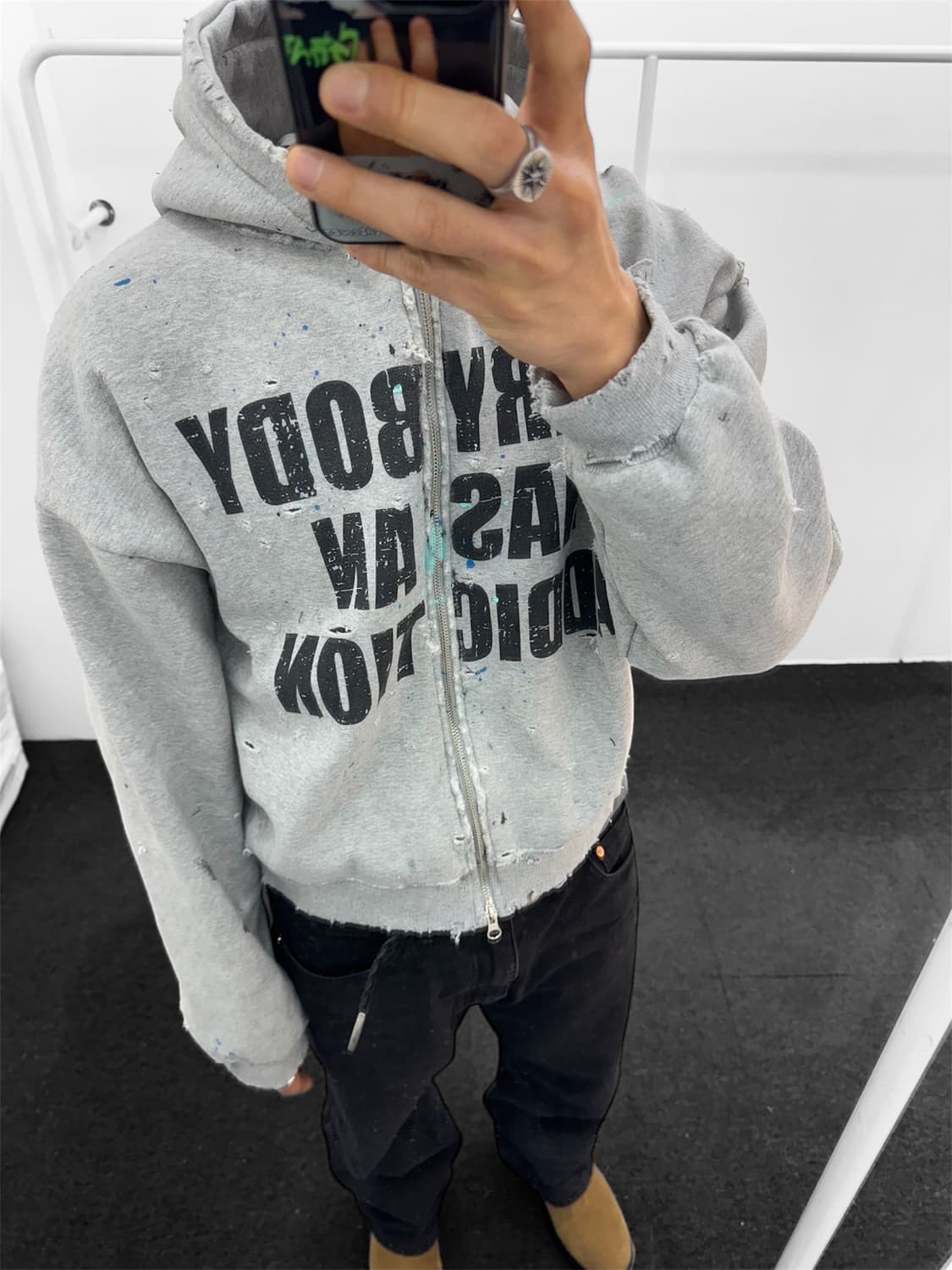 빈티지 크롭 후드집업(기모) 상품이미지10