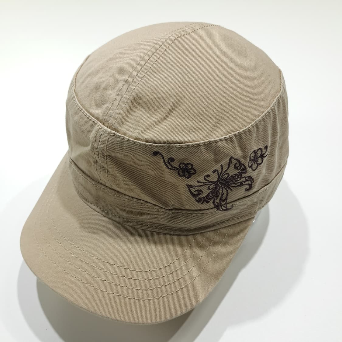 오토 컬렉션 베이지 나비 자수 밀리터리캡 모자 P2080 상품이미지2
