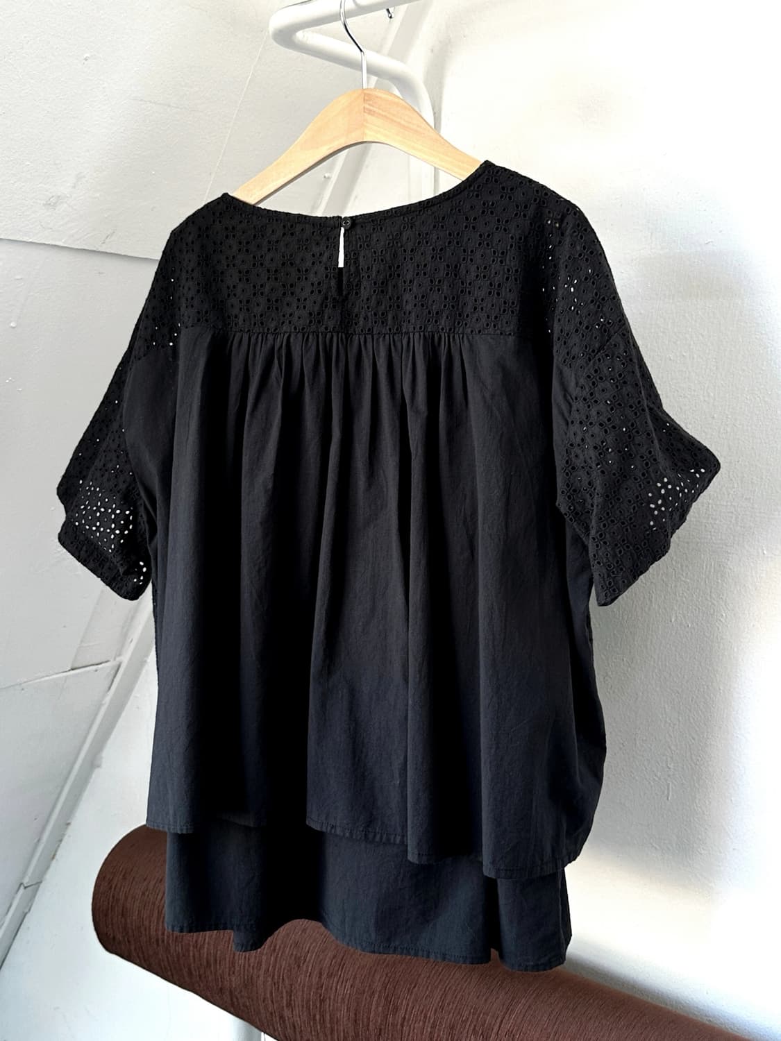 Wide silhouette panel cotton blouse shir 상품이미지4