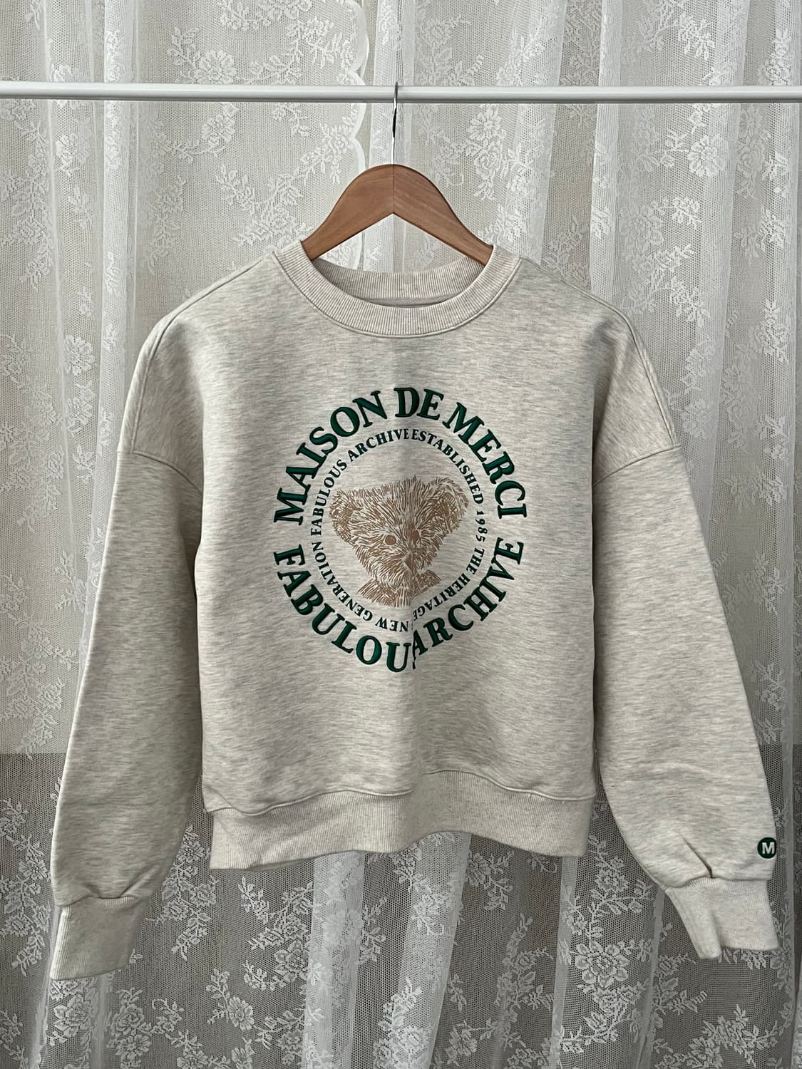 M) 패블러스 아카이브 크롭 맨투맨 오트밀 상품이미지1