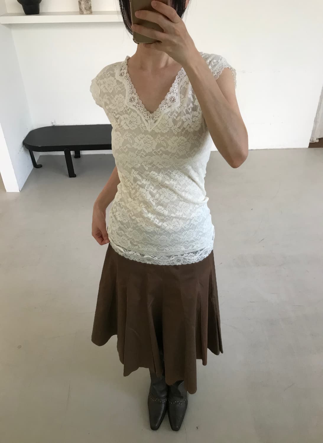 vintage ivory lace sleeveless 상품이미지3