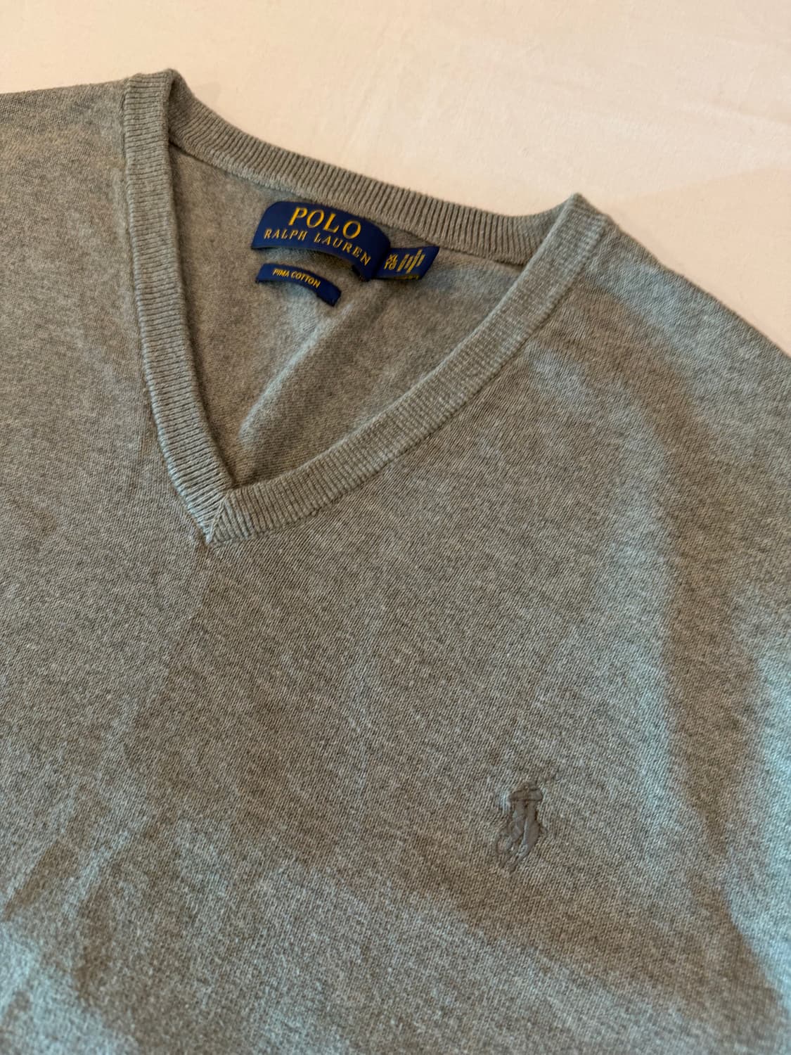 폴로 랄프로렌 신형 브이넥 코튼 니트 그레이 상품이미지3