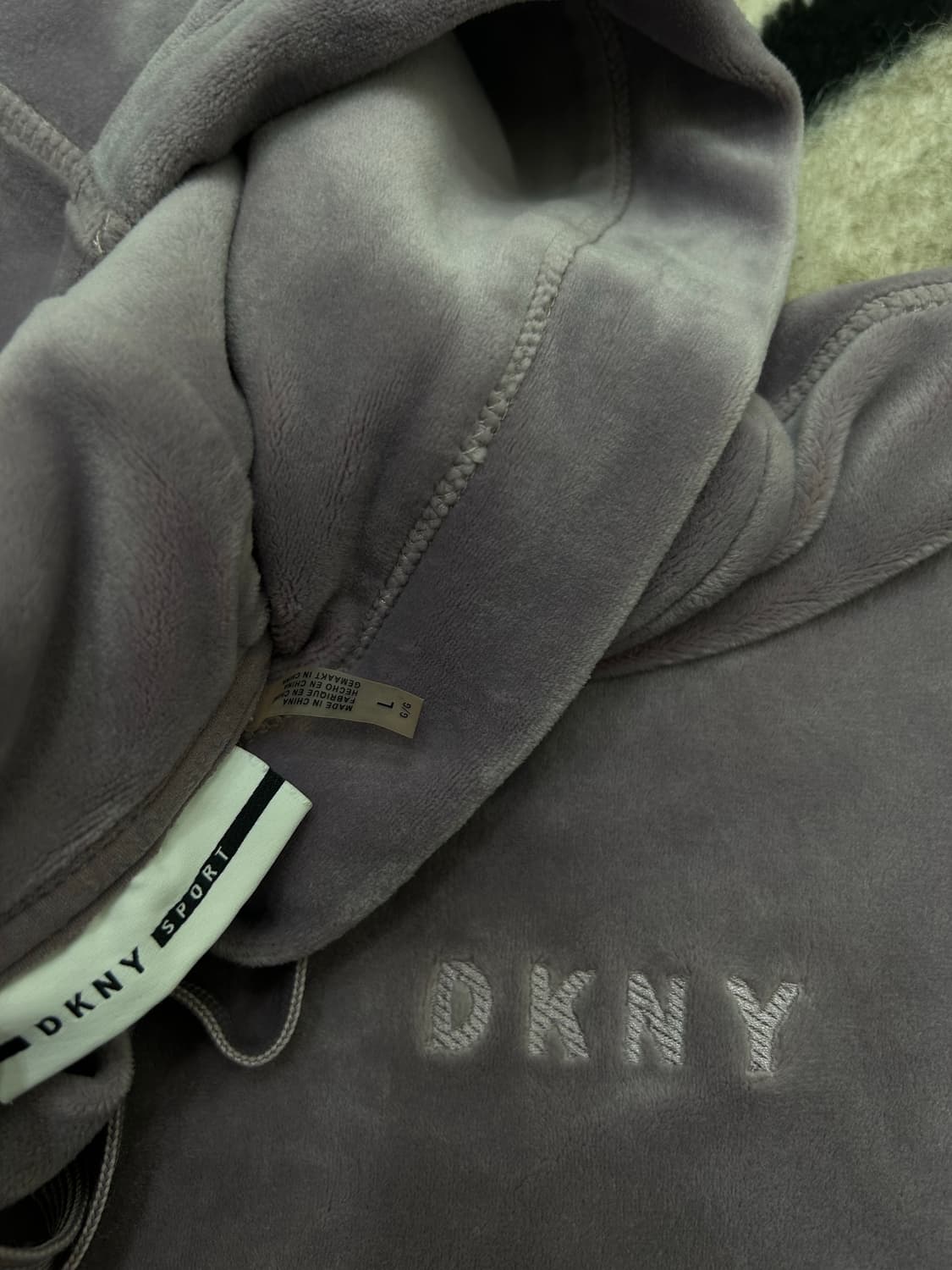 [L]DKNY 벨벳 오버핏 크롭 후드집업/라이트퍼플 상품이미지6
