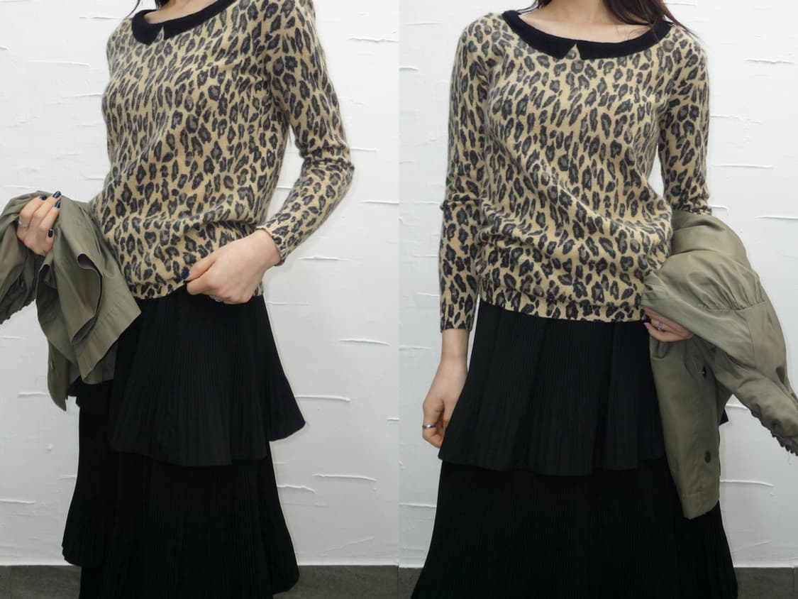 Leopard wide u-neck knit 상품이미지1