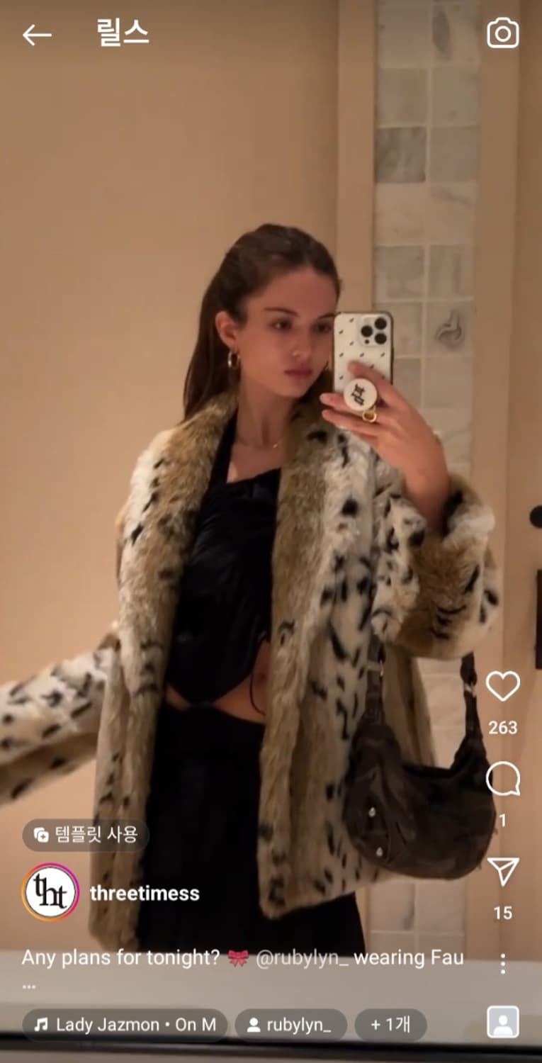 쓰리타임즈 faux leopard fur coat 상품이미지3