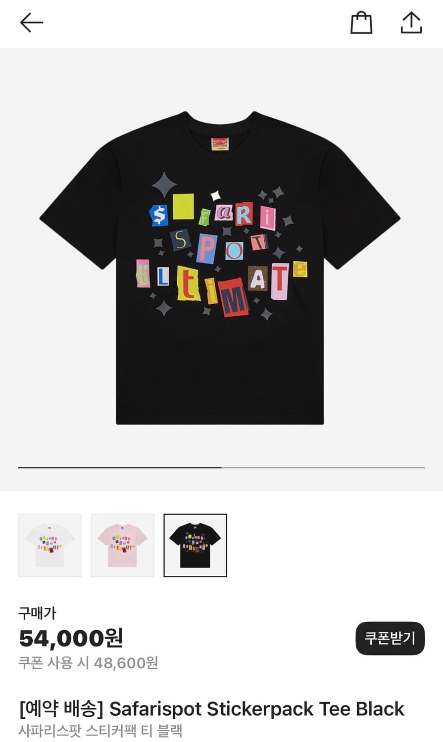 Safarispot Stickerpack Tee Black 상품이미지1