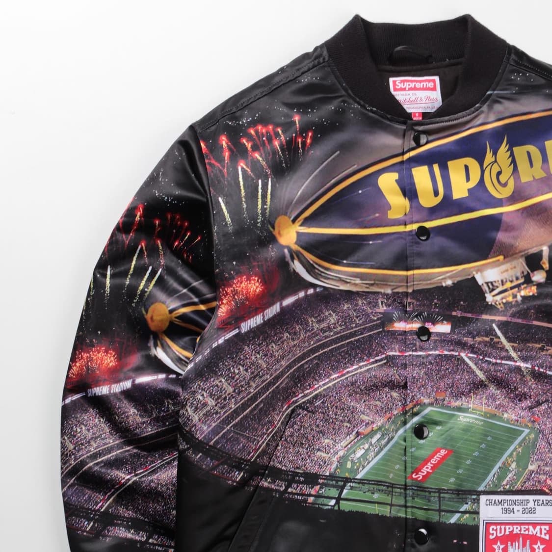 슈프림 22ss 미첼 & 네스 스타디움 새틴 바시티 자 상품이미지2
