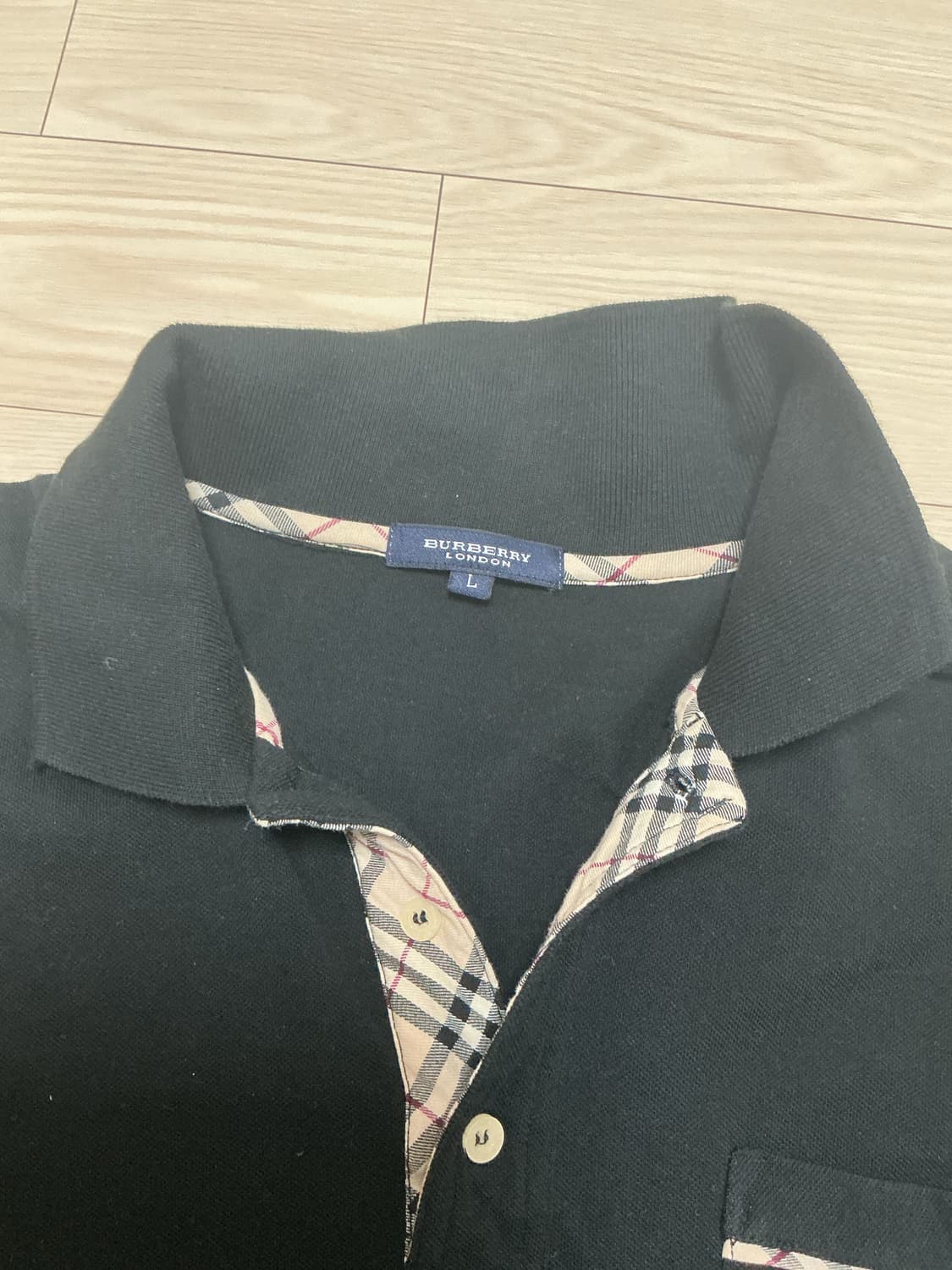 버버리 블랙 카라 폴로셔츠 L 상품이미지2