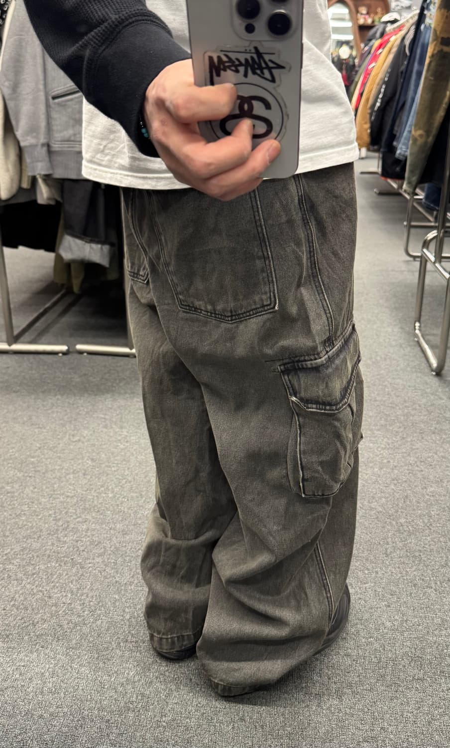 OS)Glamour vintage 워싱 데님 와이드 카고 팬츠 상품이미지1