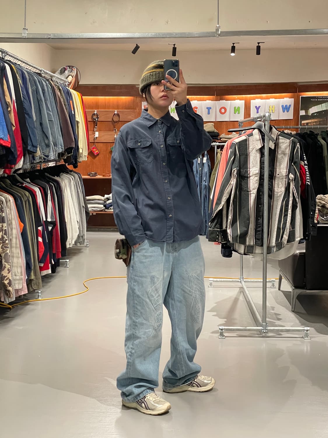 랭글러 워크 셔츠 (navy) 상품이미지1