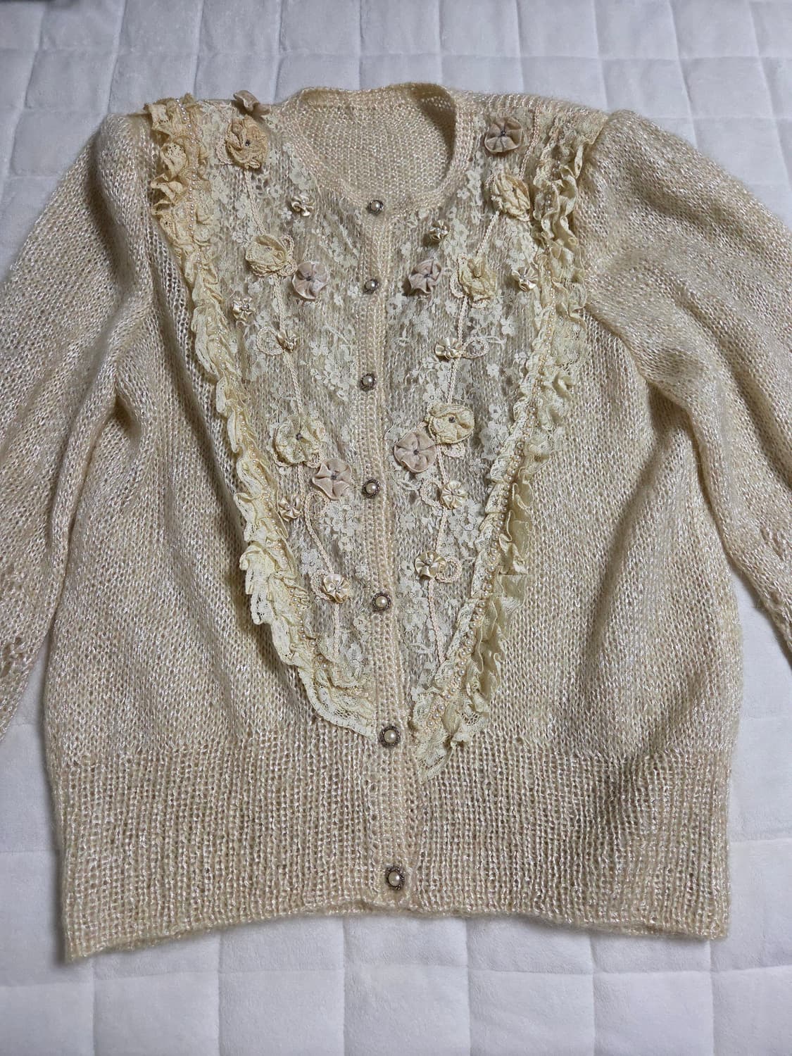 빈티지 모리 페어리 화이트 아이보리 가디건 상품이미지7