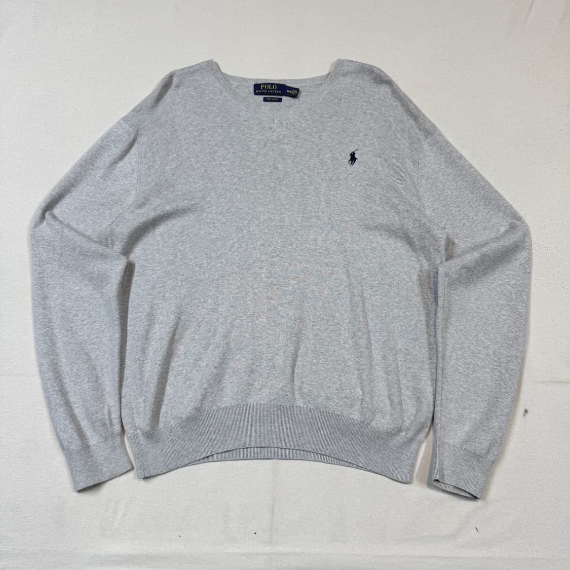 M) 폴로 랄프로렌 피마코튼 그레이 브이넥 니트 상품이미지1