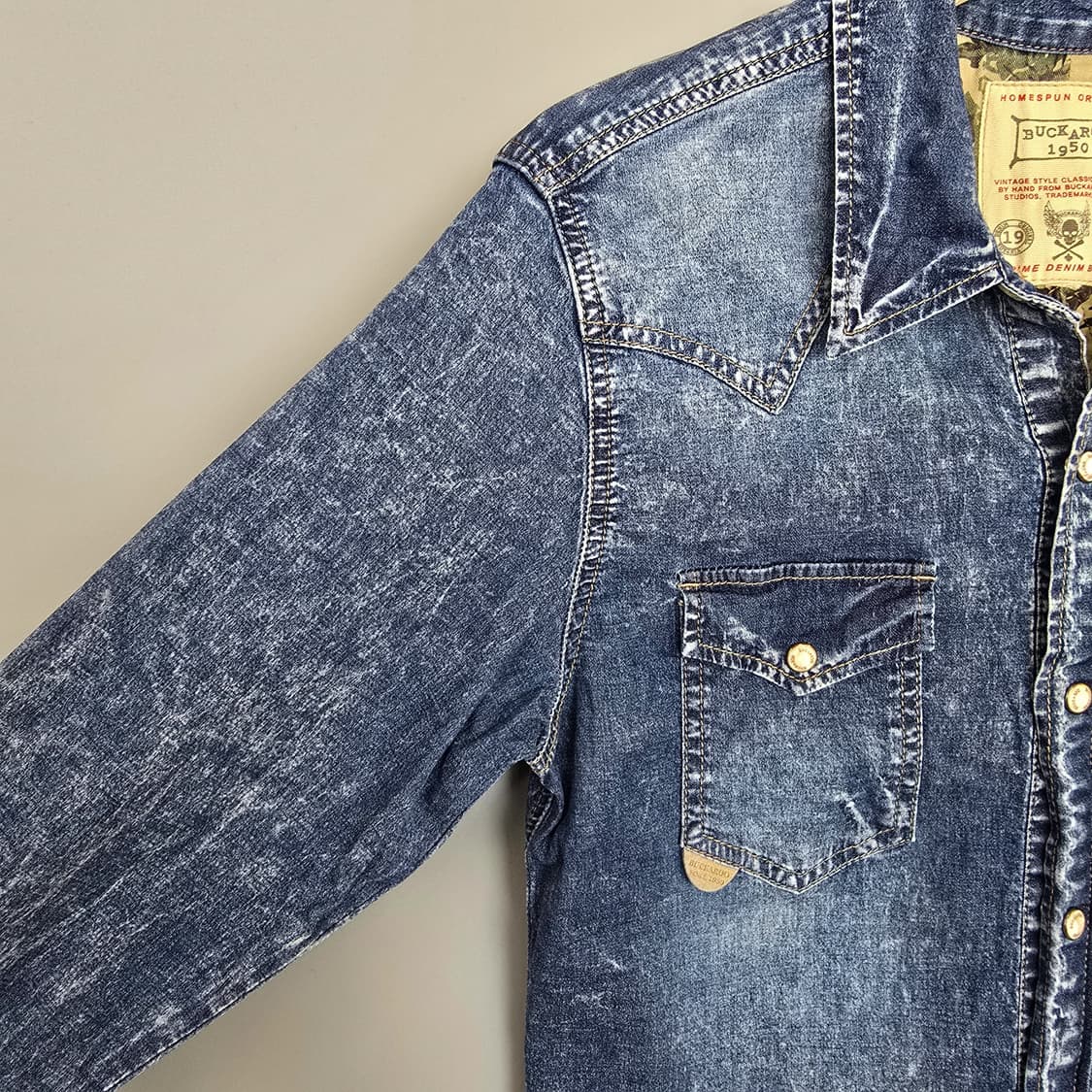 버커루 BUCKAROO 인디고 데님 웨스턴 셔츠 M 상품이미지2