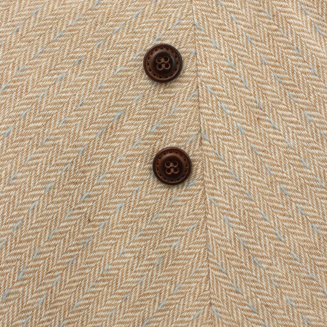 일본 빈티지 울 헤링본 버튼 베이지 언발란스 슬릿 트임 미디 에이라인 스 상품이미지2