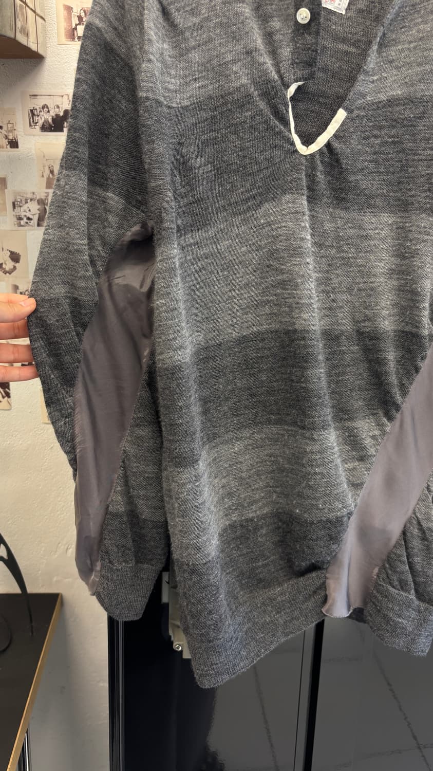 SACAI AD2005 wool panel knit polo 상품이미지5